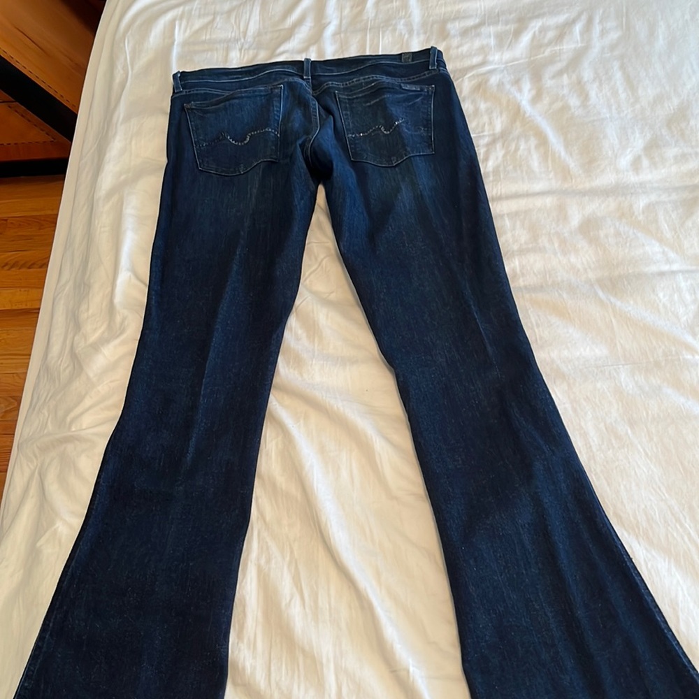 7 for all mankind Kaylie cut Jean with rhinestone pocket embellishment